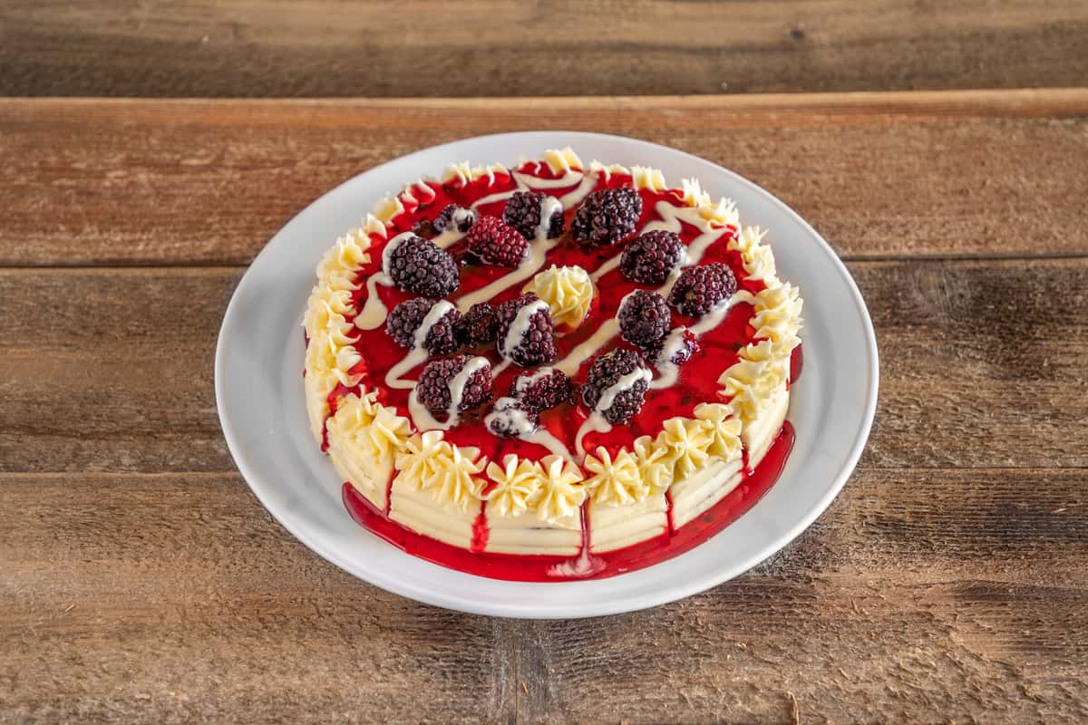 A photo of a berry cake