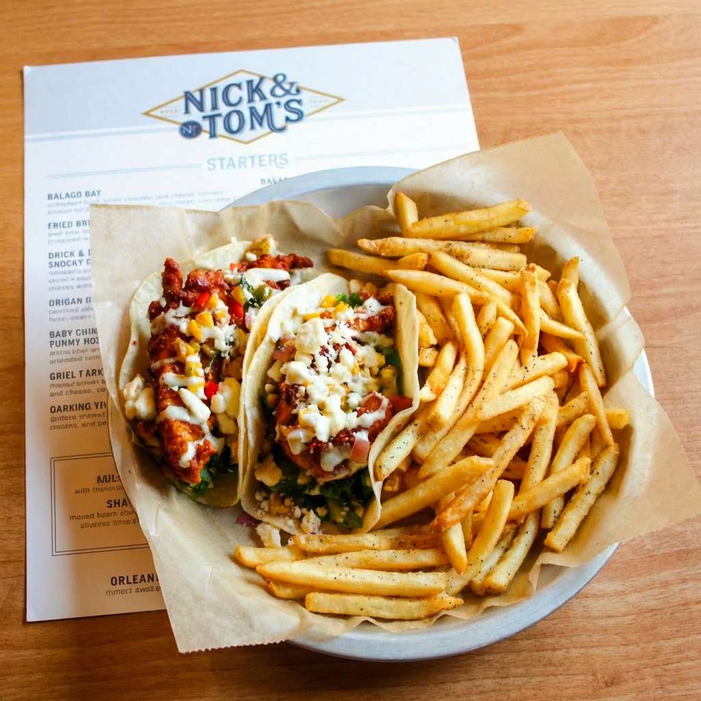 Chicken tacos and fries