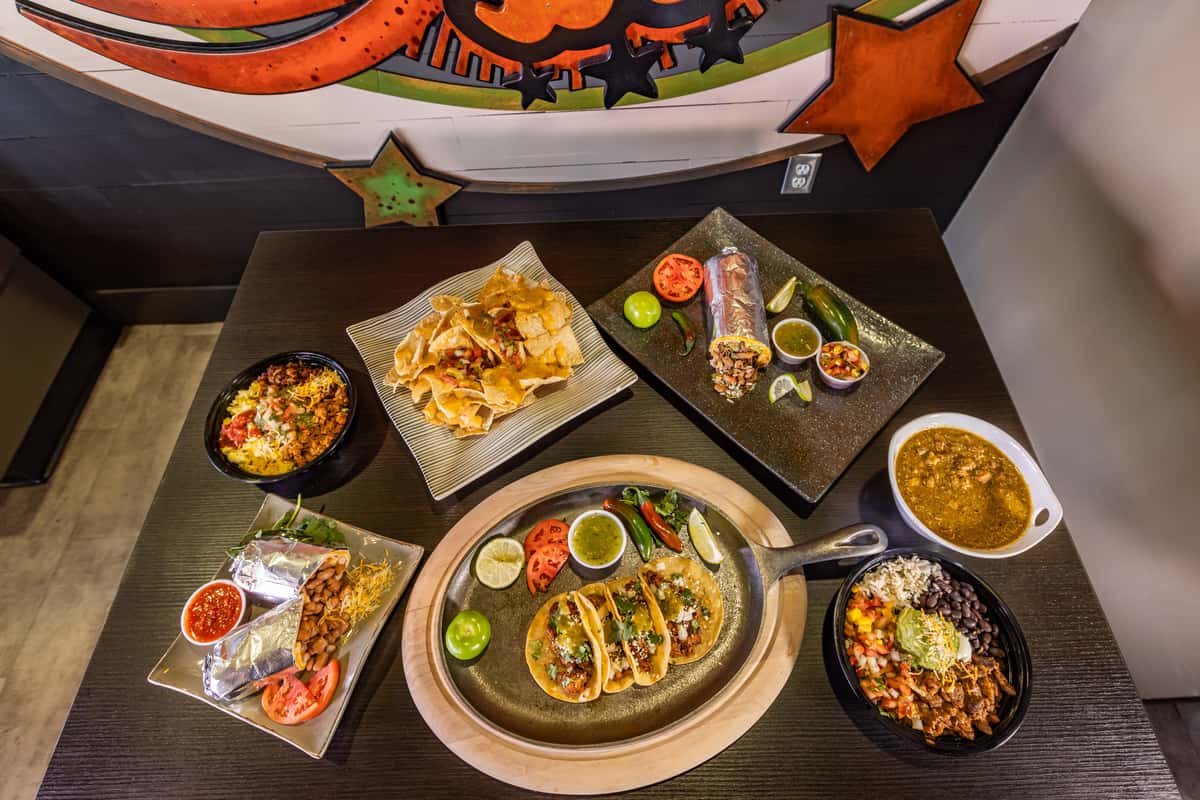 spread of menu items