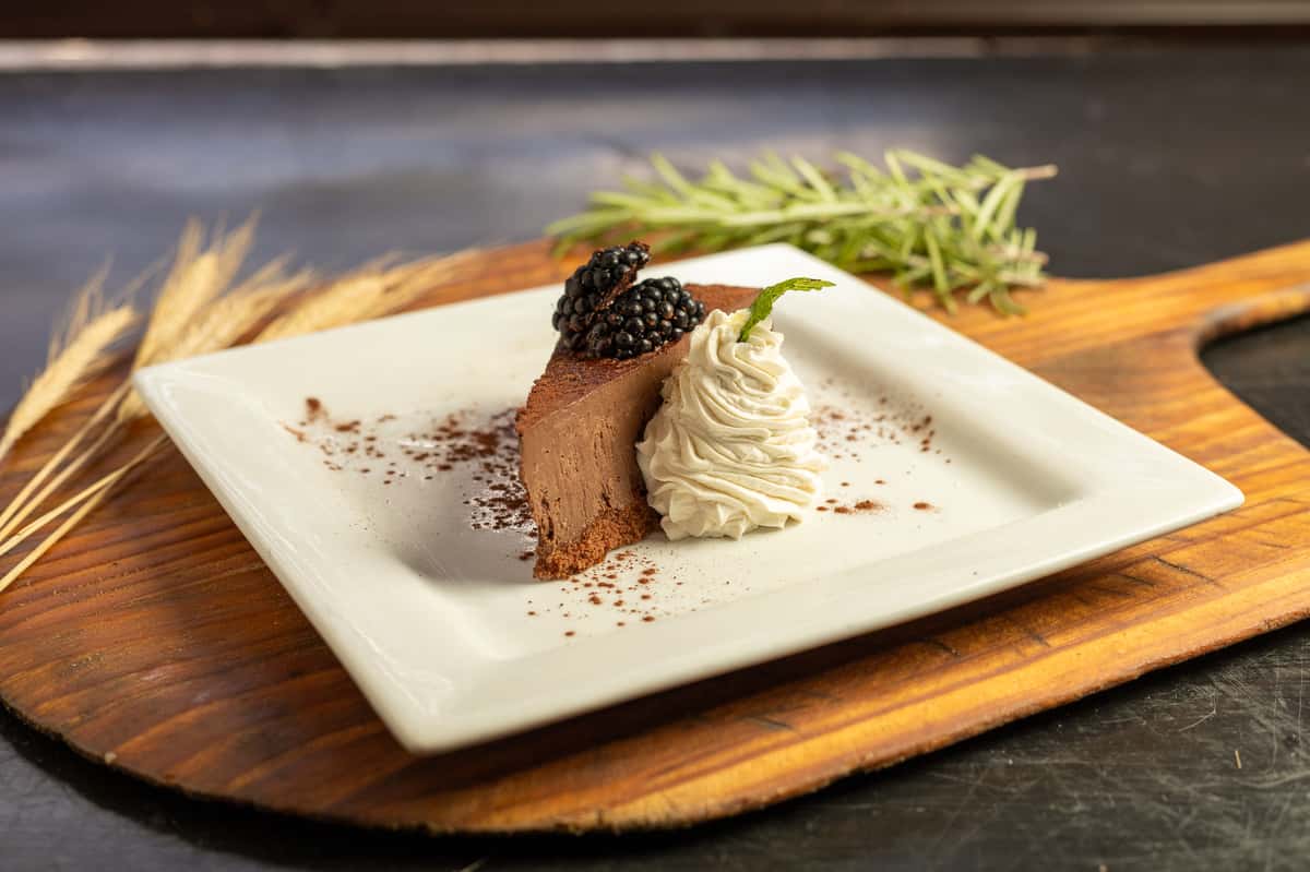 chocolate mousse plated dessert