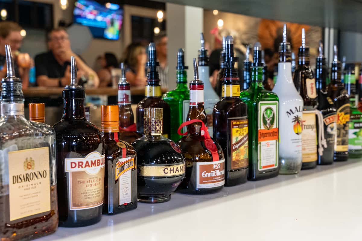 bottles on bar