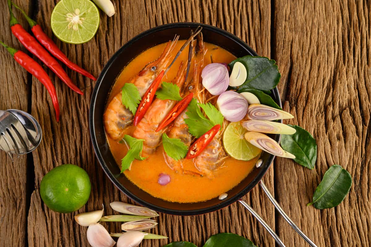 Hot and sour, fragrant, and a kick in the pants. This Thai favorite screams with aroma of fragrant lemongrass and keffir lime leaf, pungent galangal and fish sauce, and eye-watering red chilis. Served with your choice of protein and a side of steamed-rice.