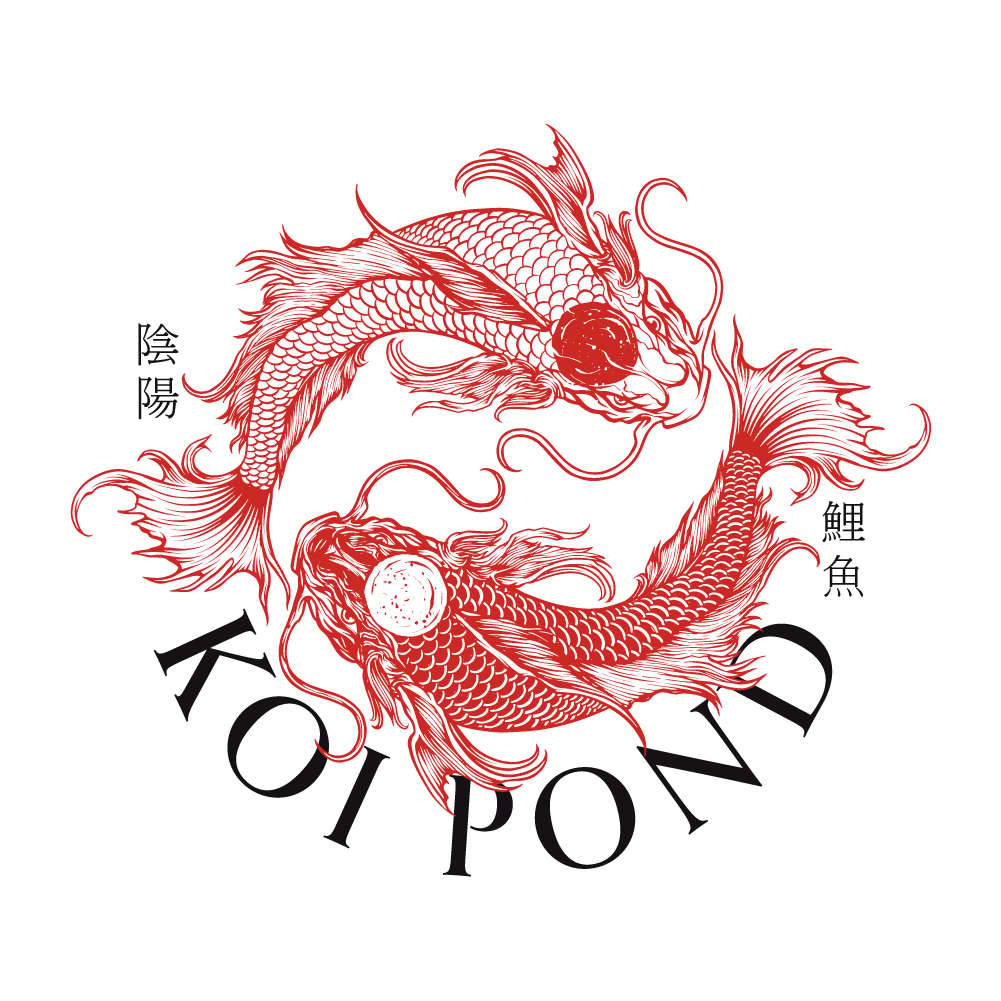two koi fish swimming illustration