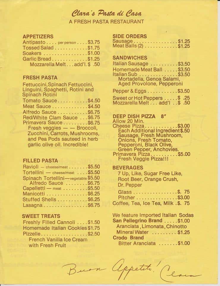 Original Menu Items from 1987