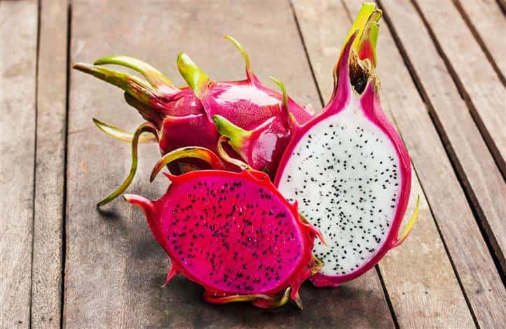 Dragonfruit on wooden table