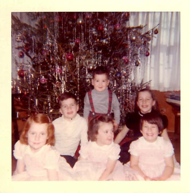 vintage photo of fam at christmas