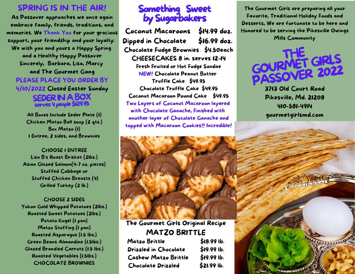 Click to view/download our Passover menu