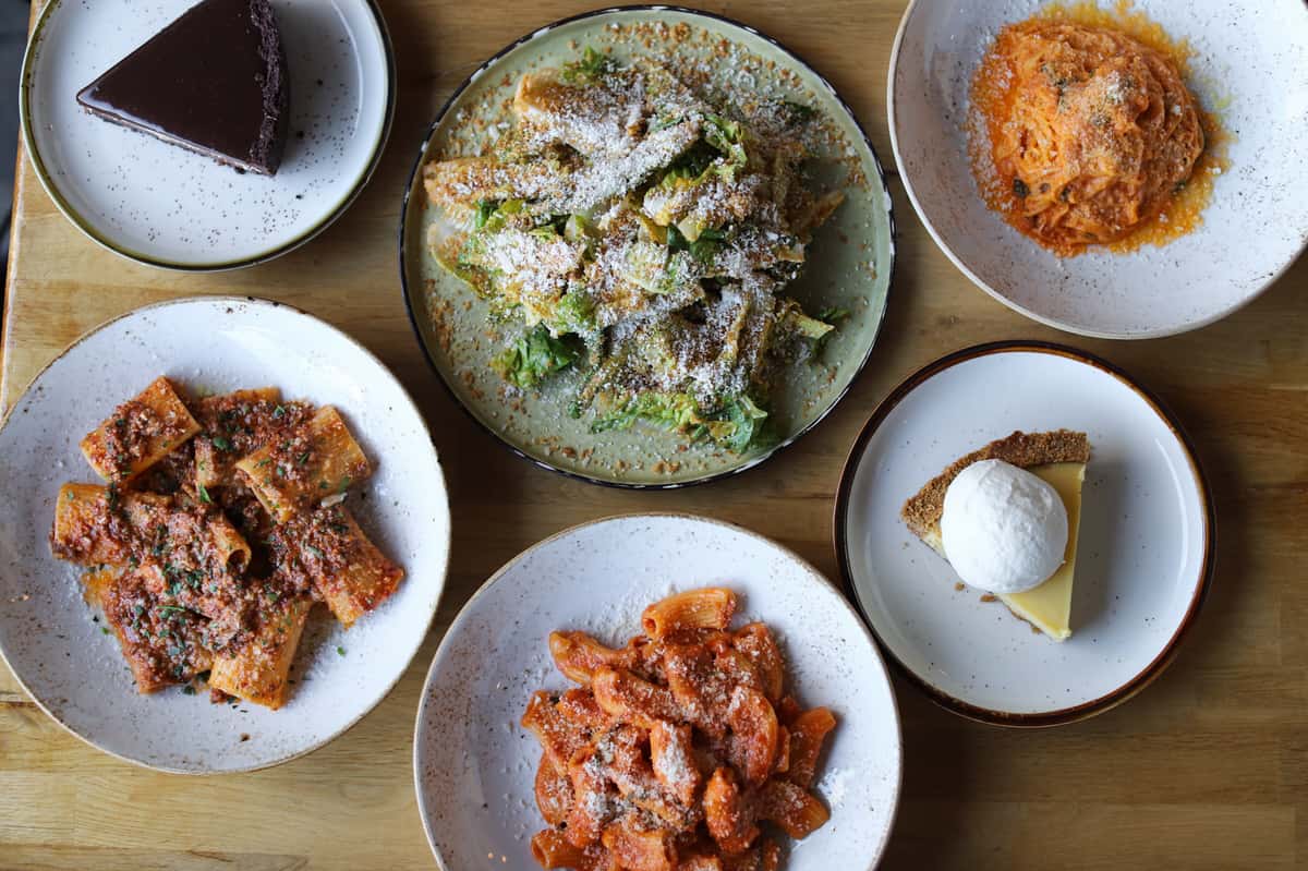 spread of menu items