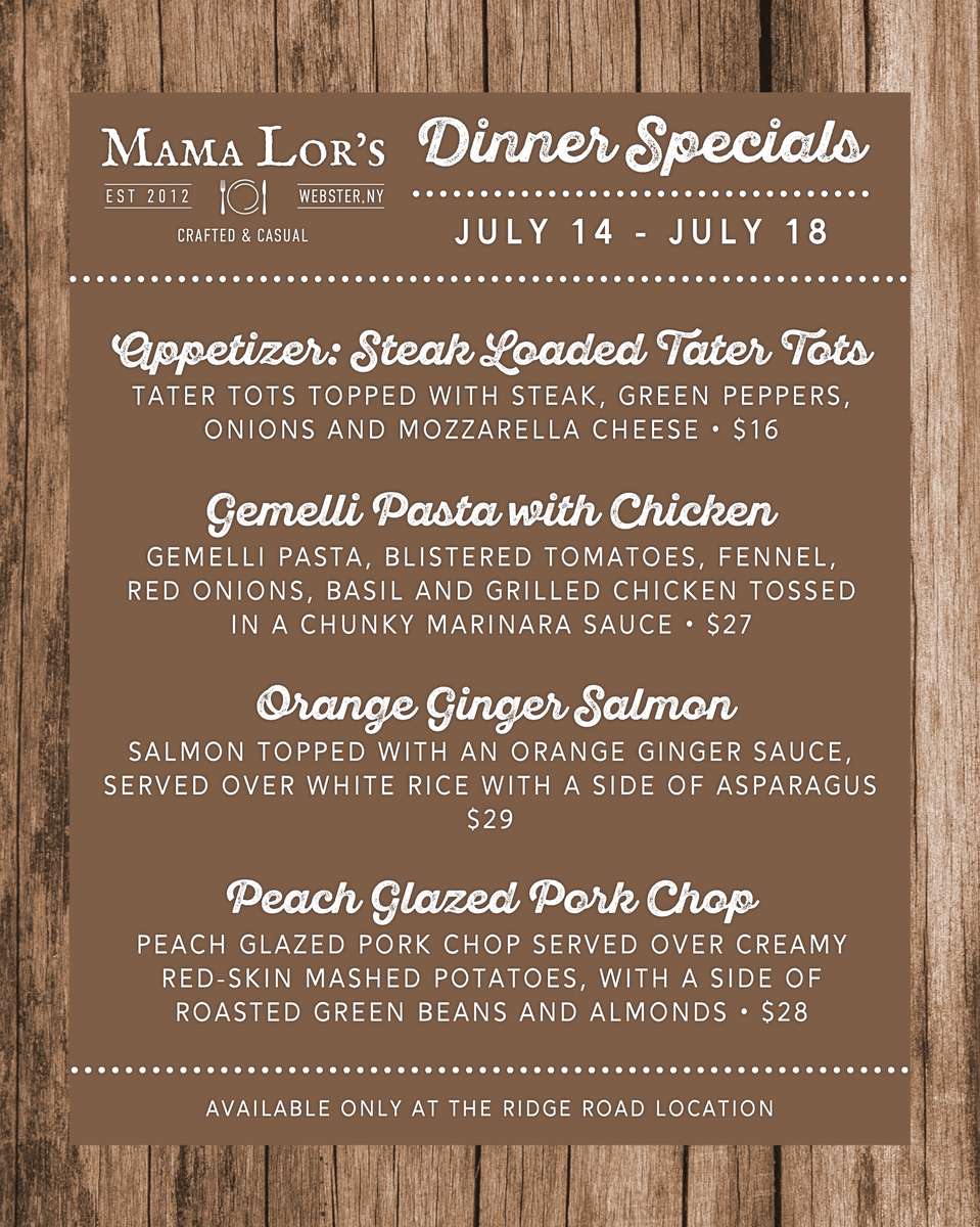 Weekly Dinner Specials