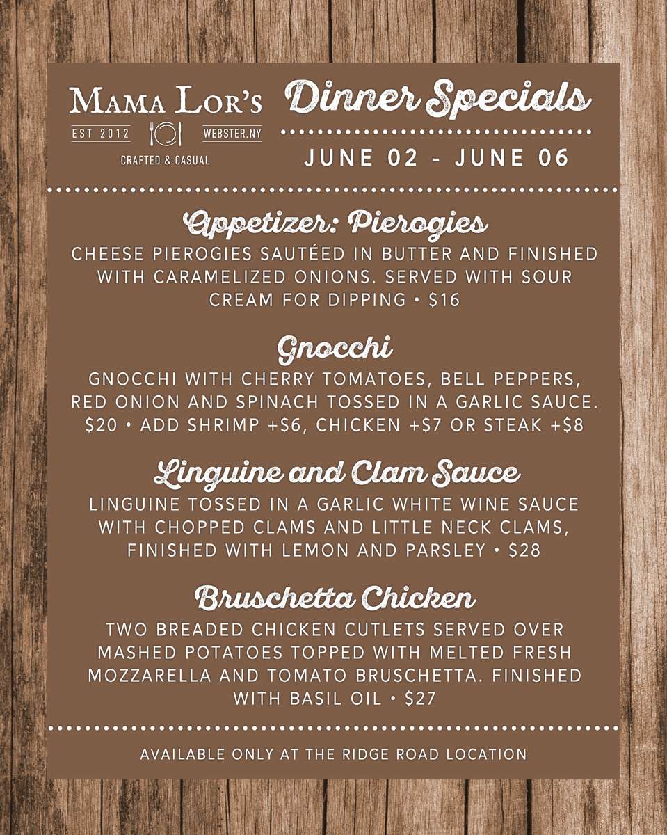 Weekly Dinner Specials