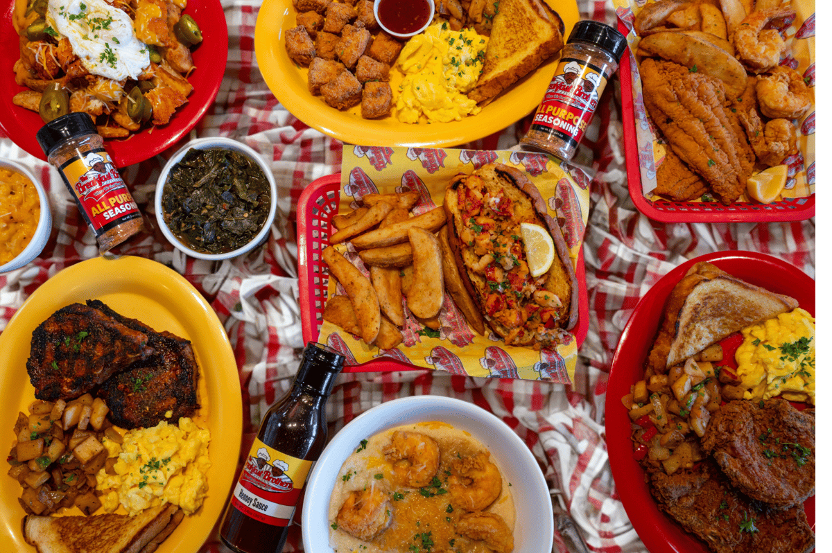 table full of Breakfast Brother's fan favorite dishes