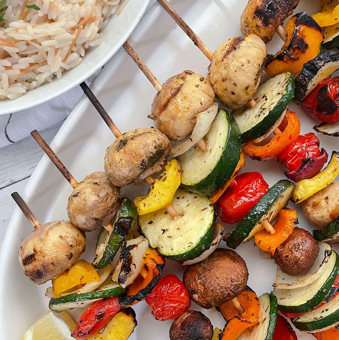 Vegetable Skewers Kabobs On Flat Top Grill Kebabs Recipe How