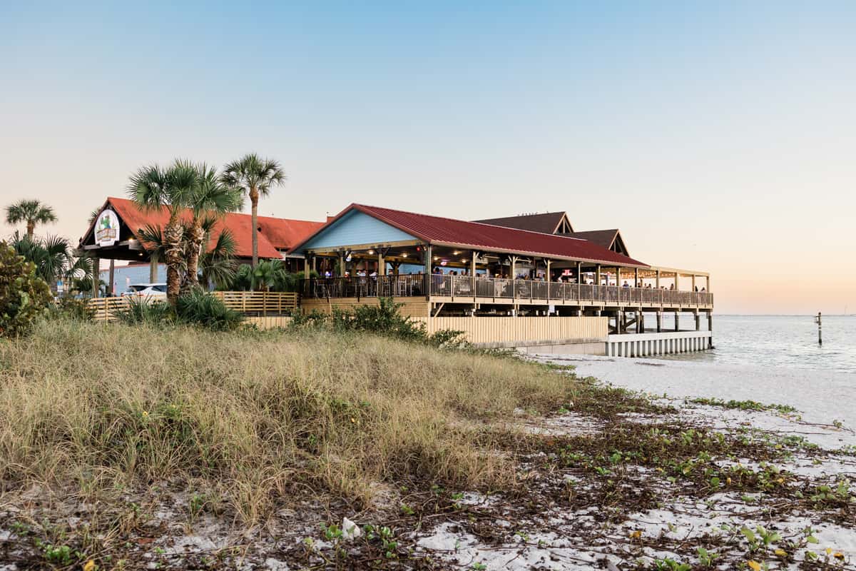 Waterfront tiki bar and deck at Whiskey Joe's in Tampa