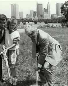 Old photo of the ground breaking ceremony at the Boat House