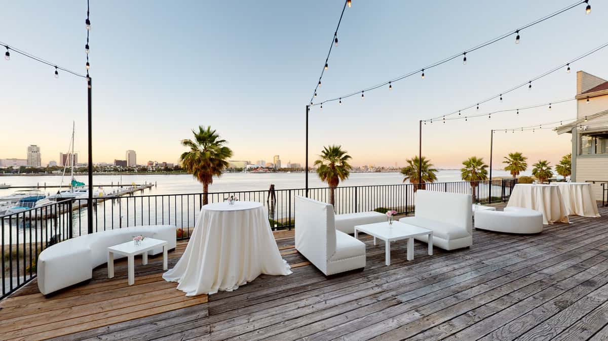 Waterfront dining terrace at The Reef in Long Beach