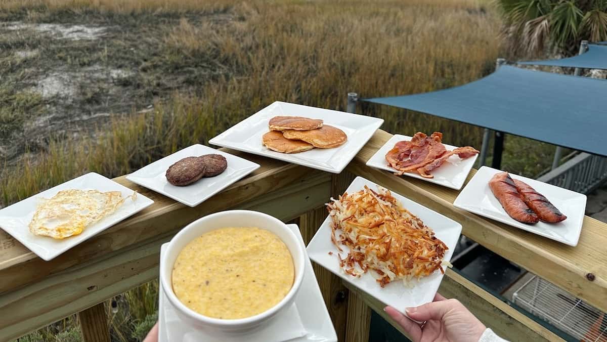 Variety of dishes showcased outside restaurant