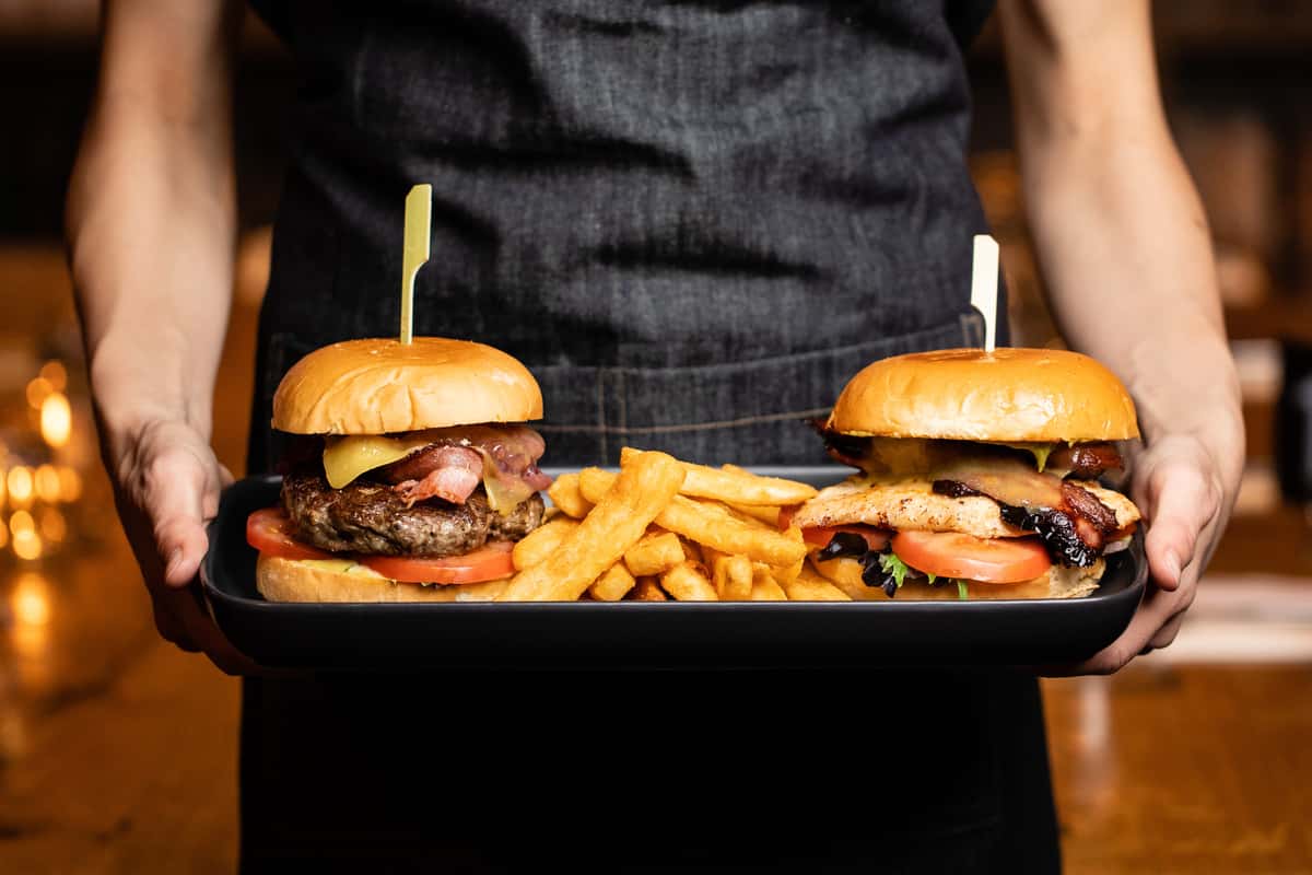 serving burgers