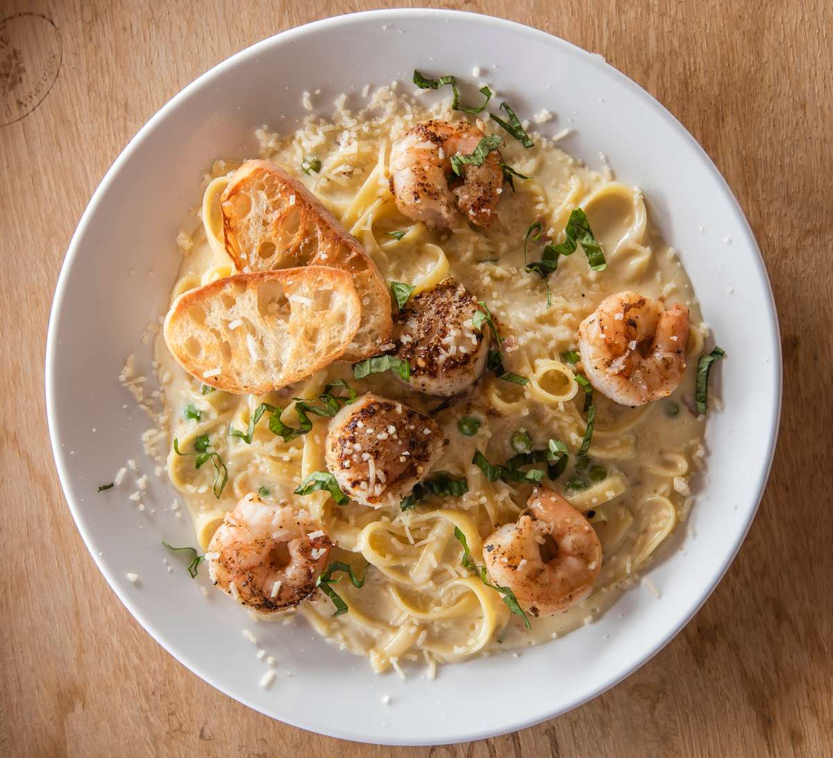Shrimp & Scallops Carbonara Food Menu SoNapa Grille American