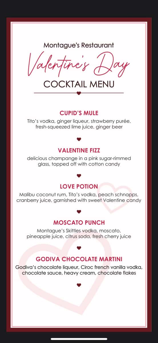 Valentine's Day Cocktail List