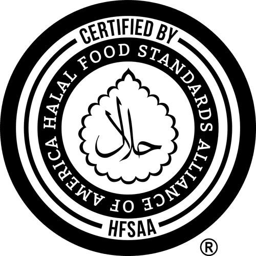 Certified by HFSAA. Halal Food Standards Alliance of America logo