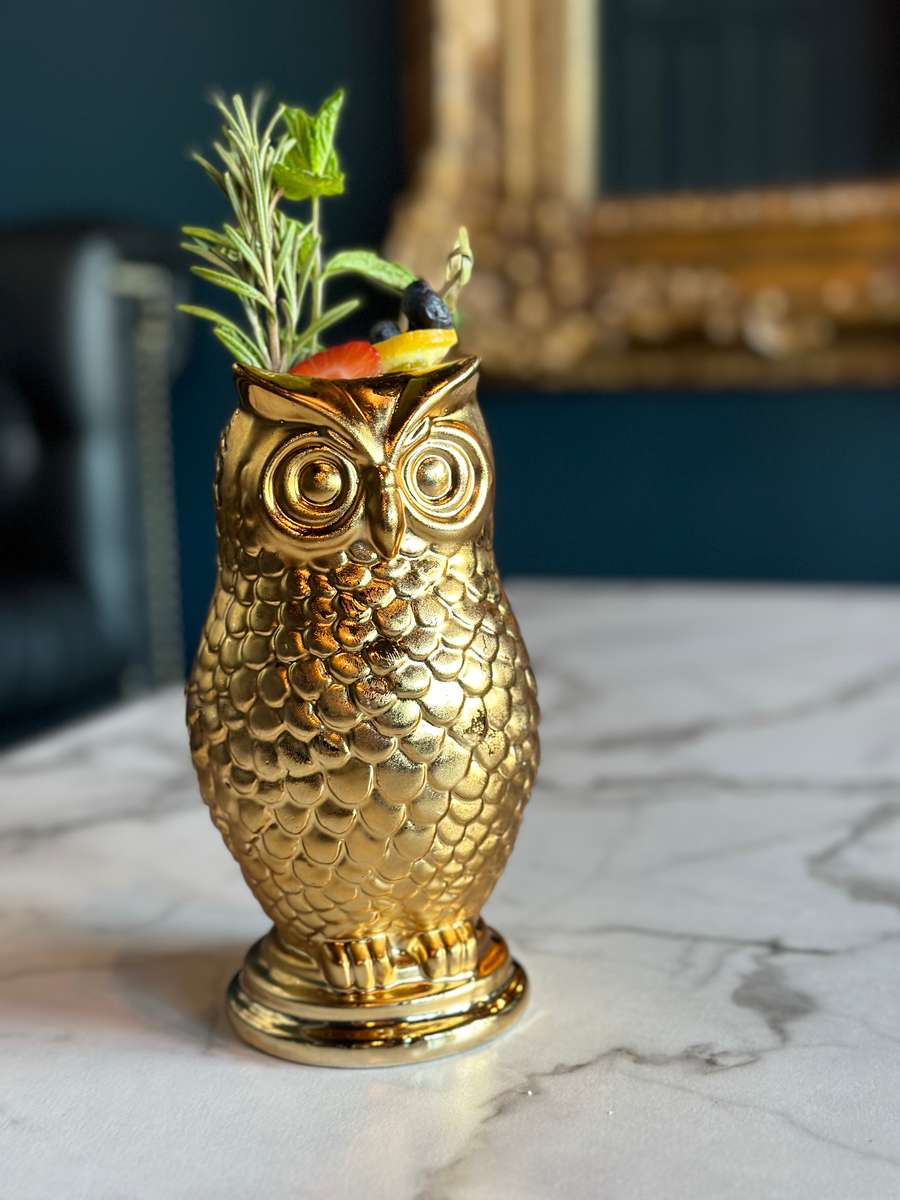 Drink in a gold glass