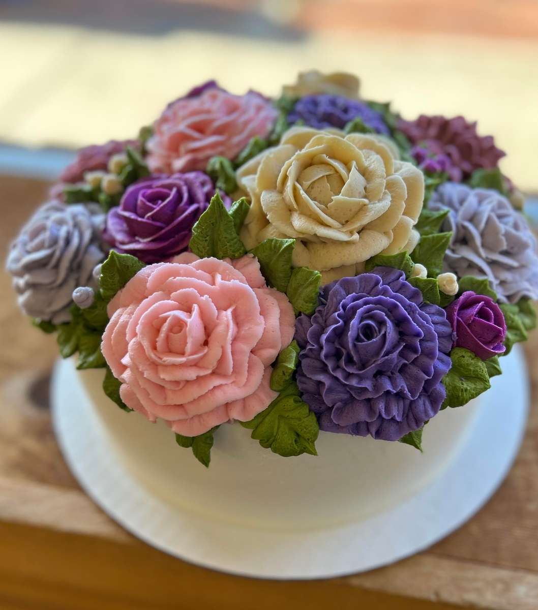 domed bouquet cake