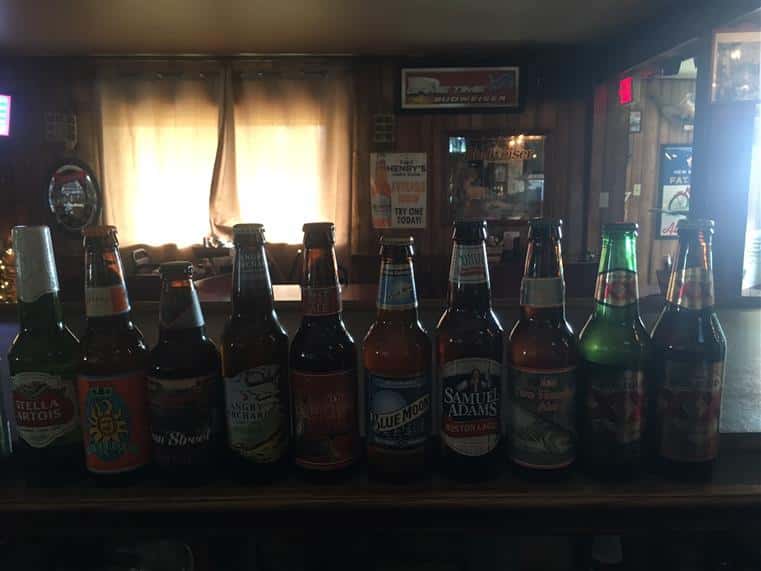 a row of bottles of beer
