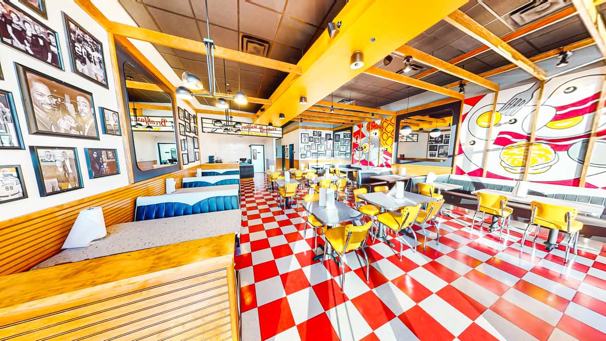 Interior of The Breakfast Brothers restaurant in Dallas