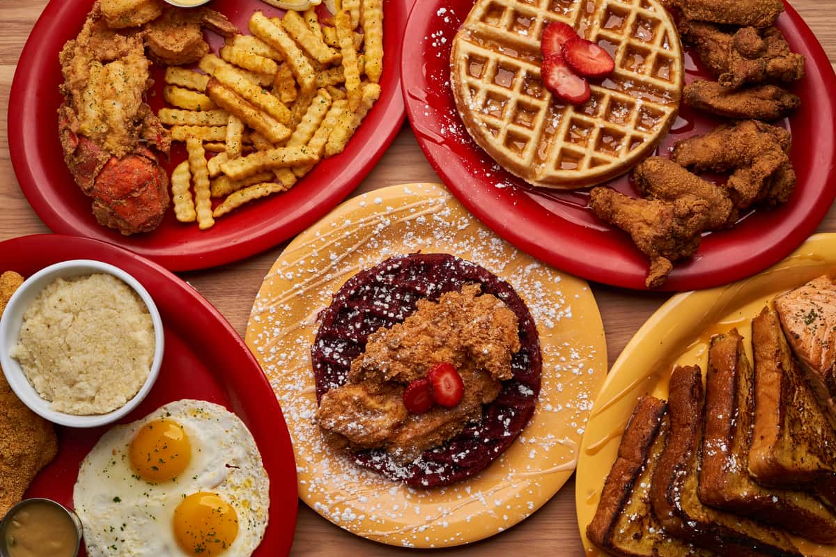 Breakfast foods on a table
