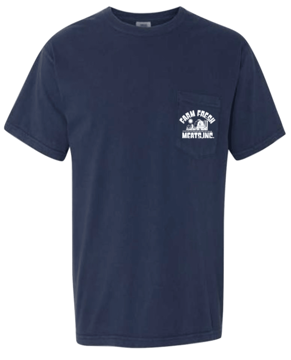 Farm Fresh Meats navy blue t-shirt