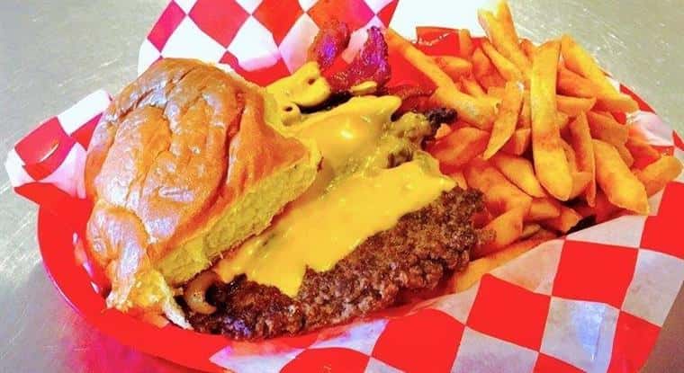 cheeseburger with fries