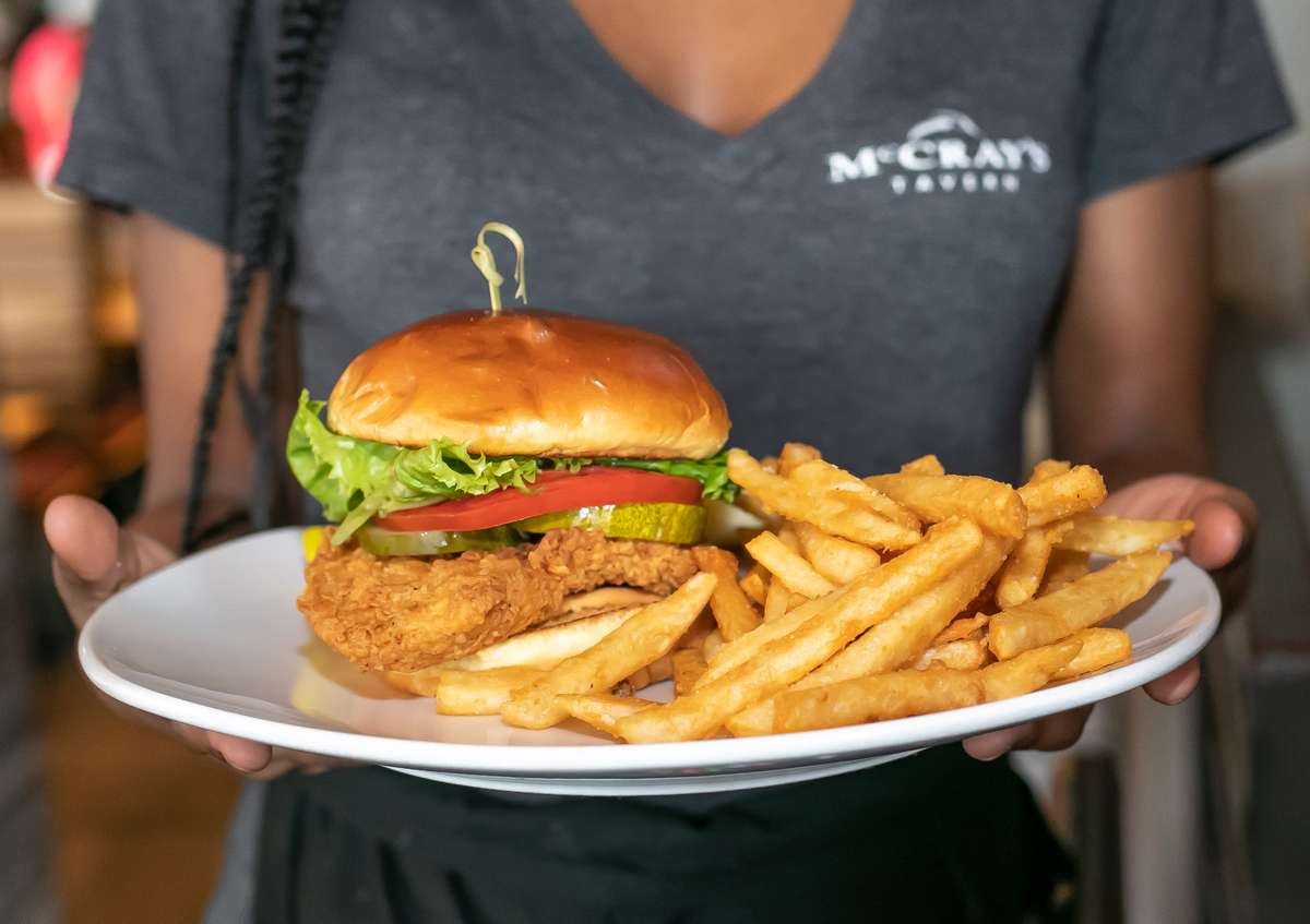 Chicken sandwich and fries