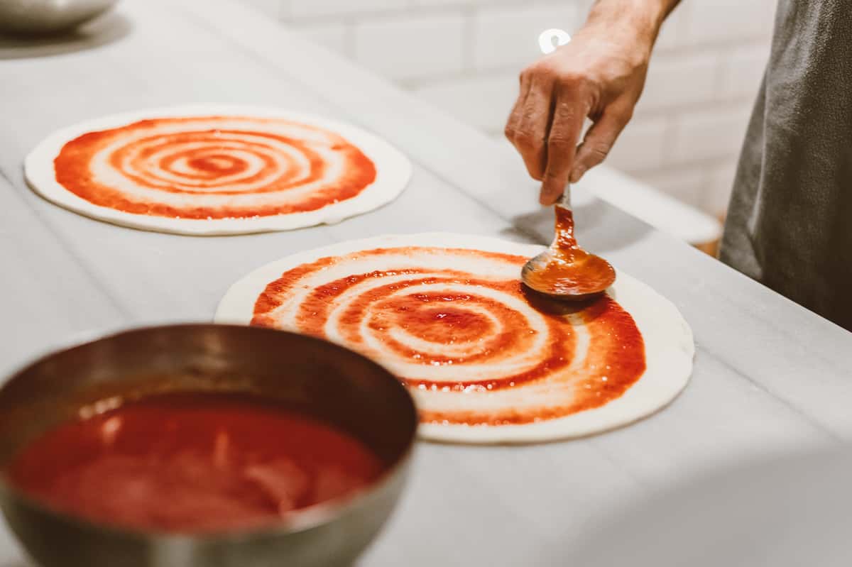 making pizza