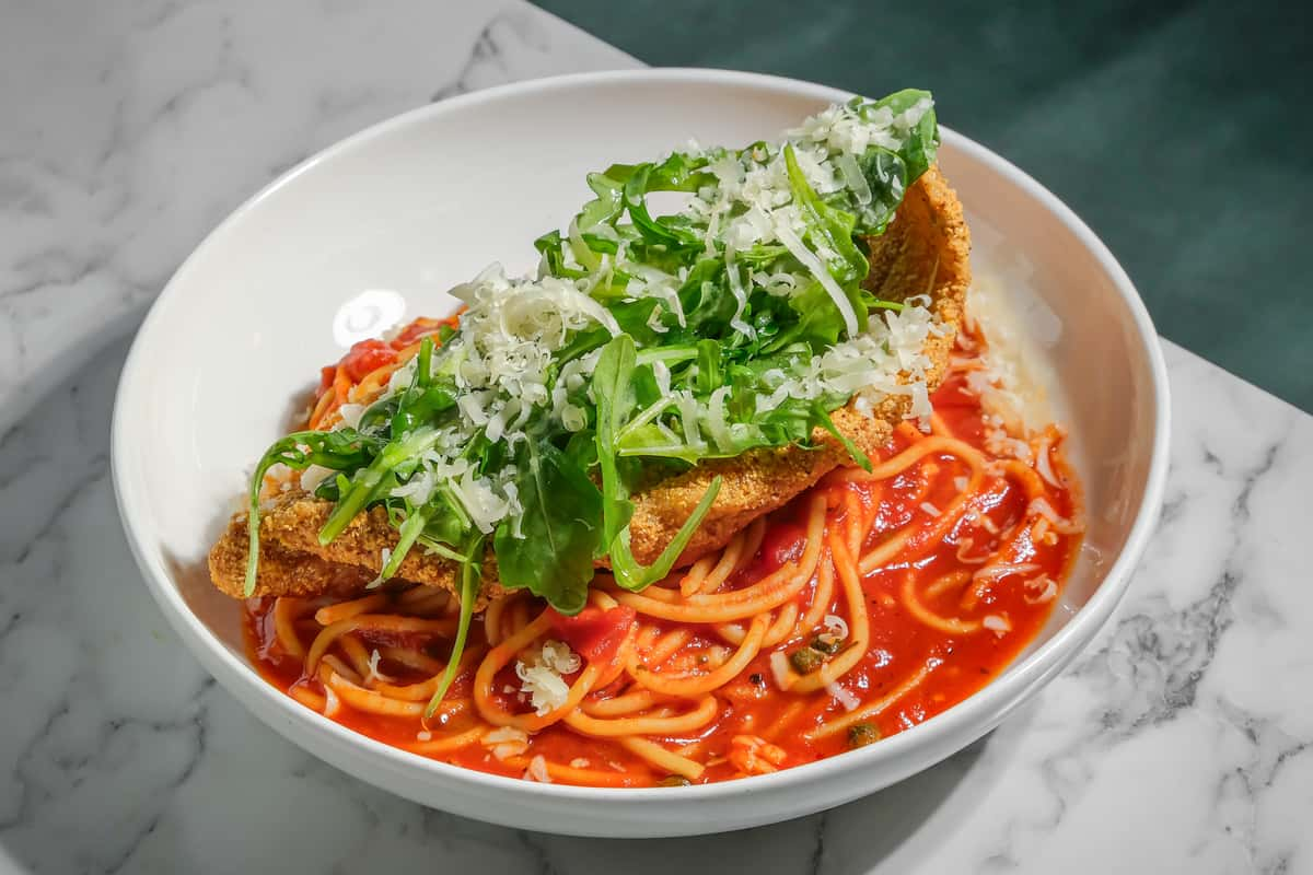 Fried Catfish & Spicy Spaghetti - Food - Breakfast at Barney's - Breakfast  Restaurant in Atlanta, GA