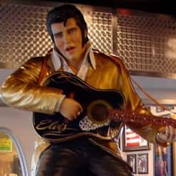elvis statue inside the restaurant