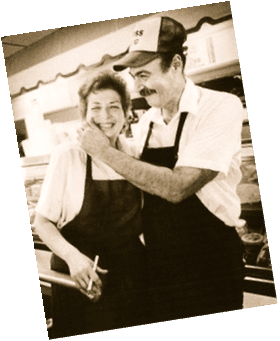 Augie and Phyllis in Augustino's Rock and Roll Deli