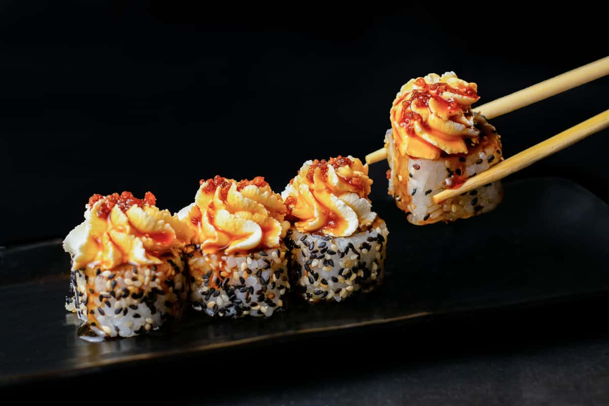 Delicious sushi topped with extra flavor