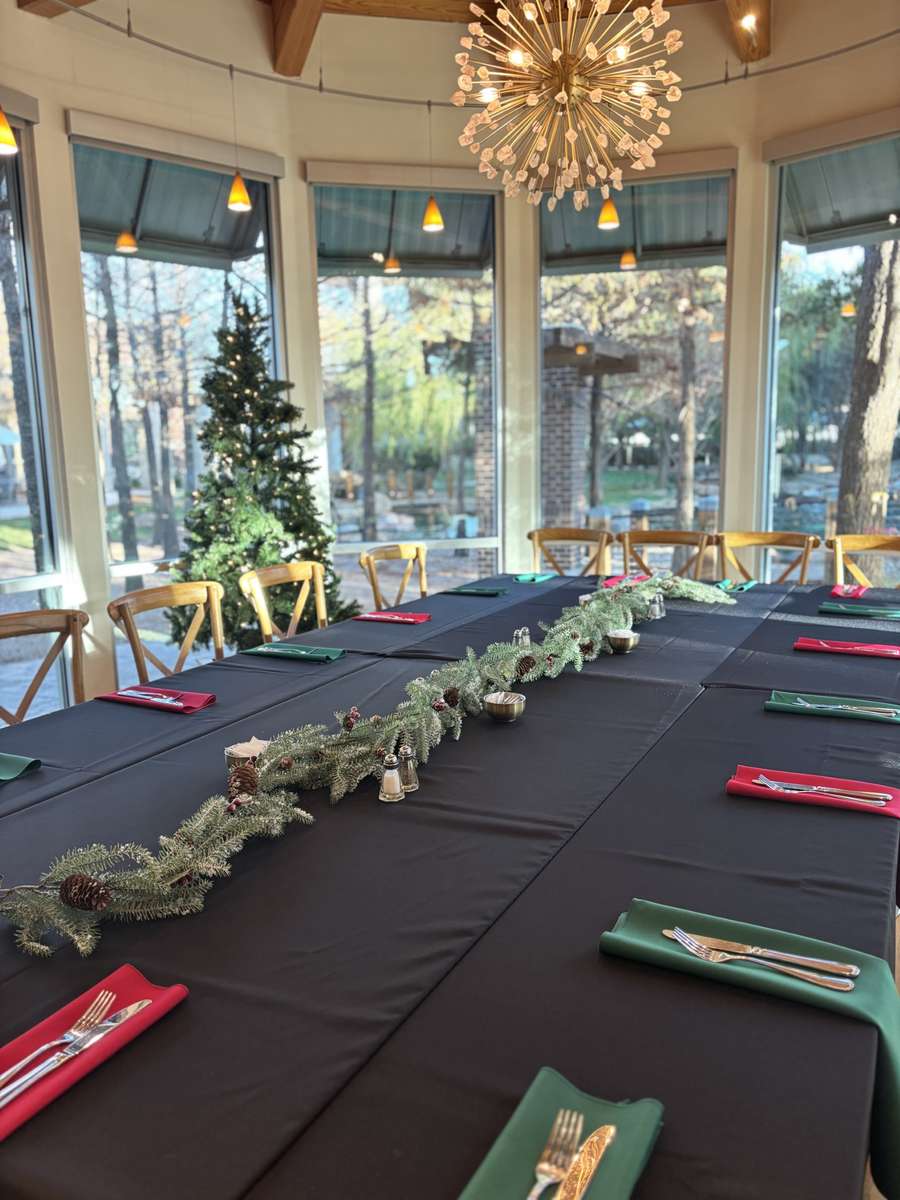 SMall Christmas gathering with garden view