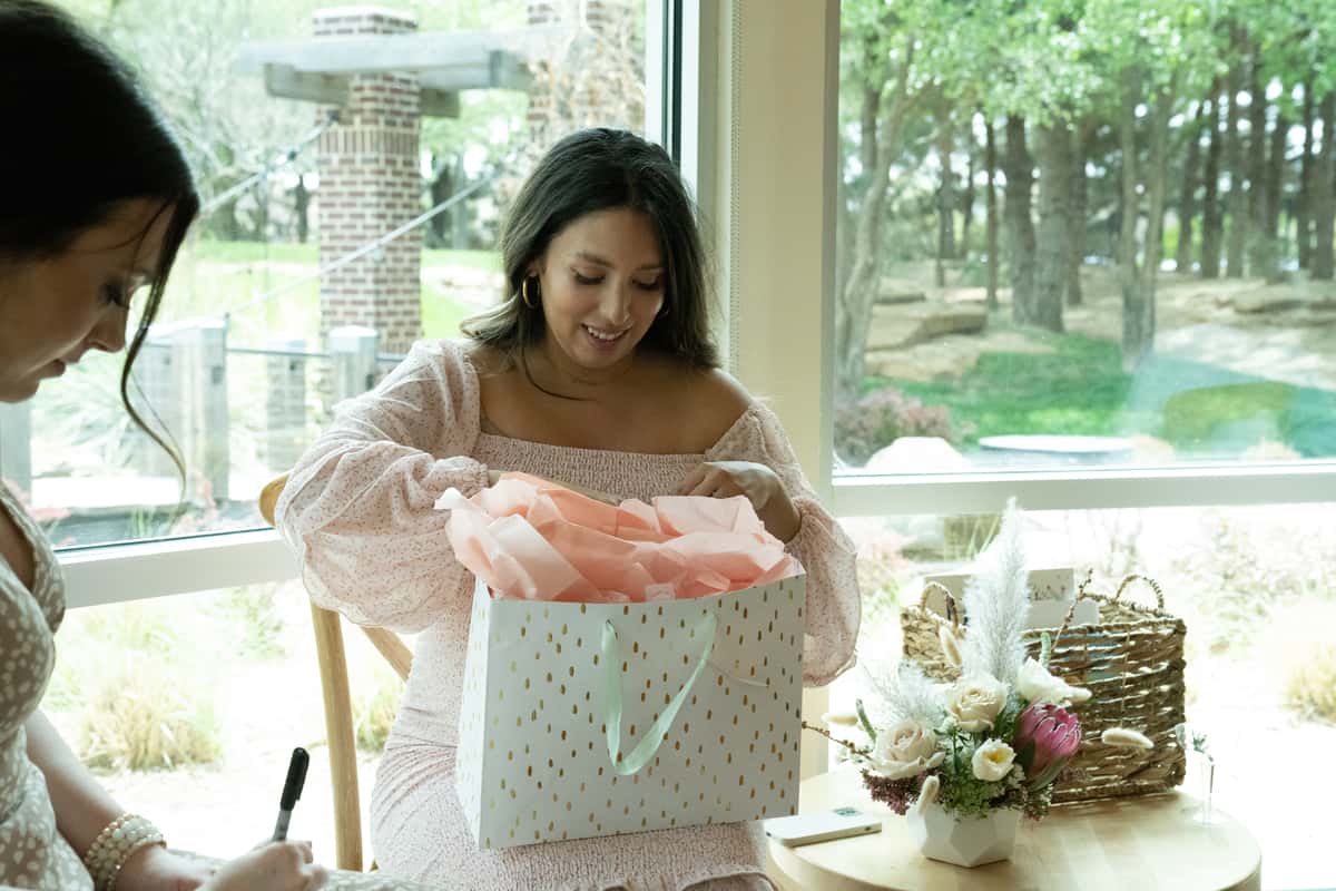 Garden gift opening baby shower