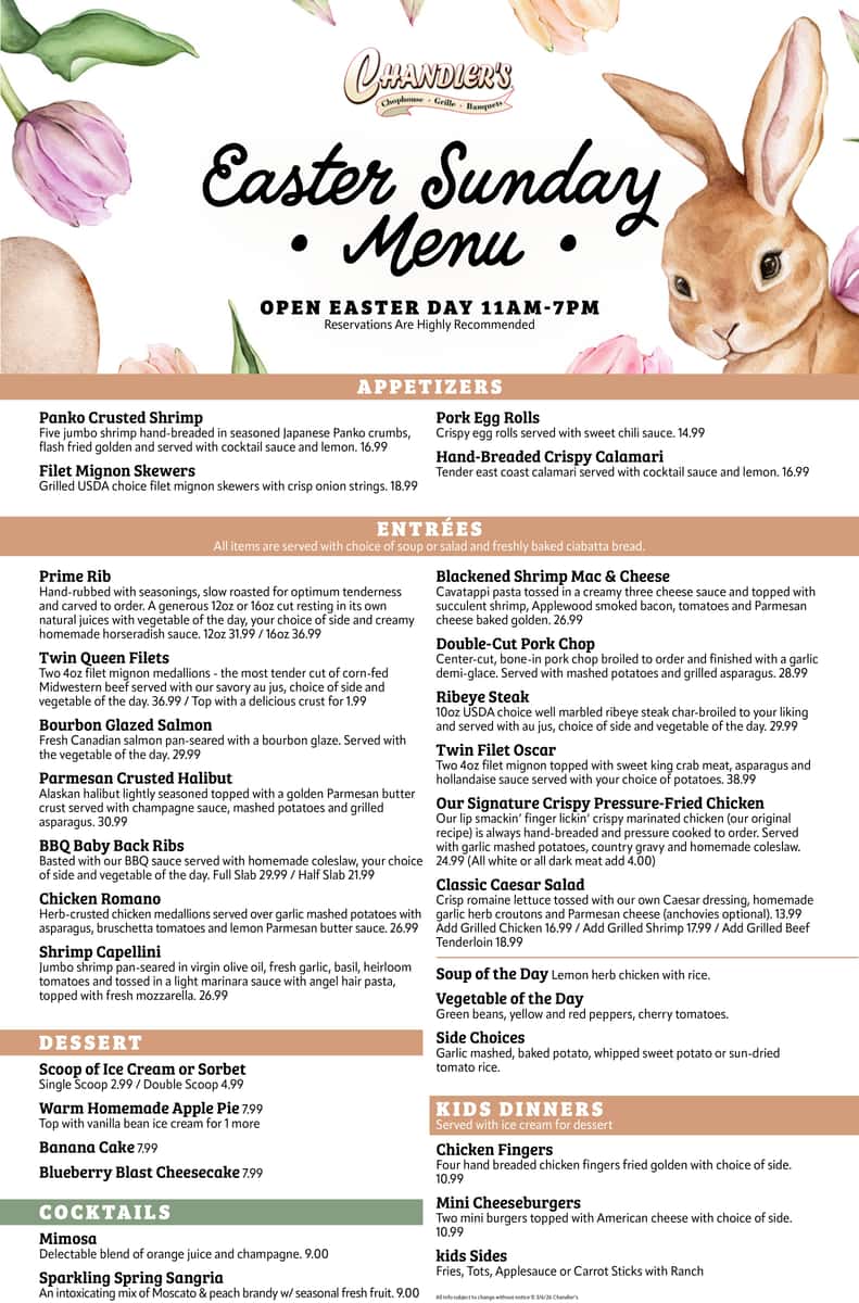 Easter Dinner at Chandlers