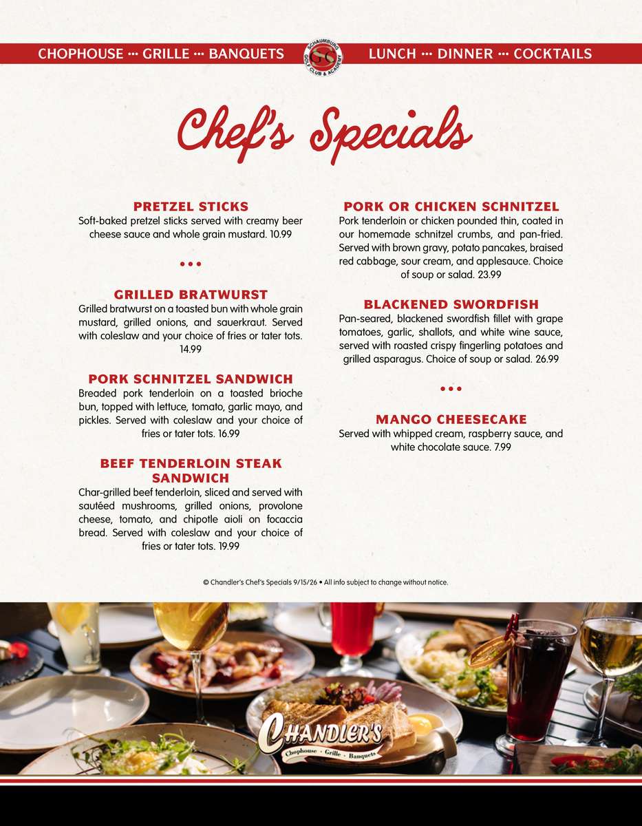 chandlers chefs specials