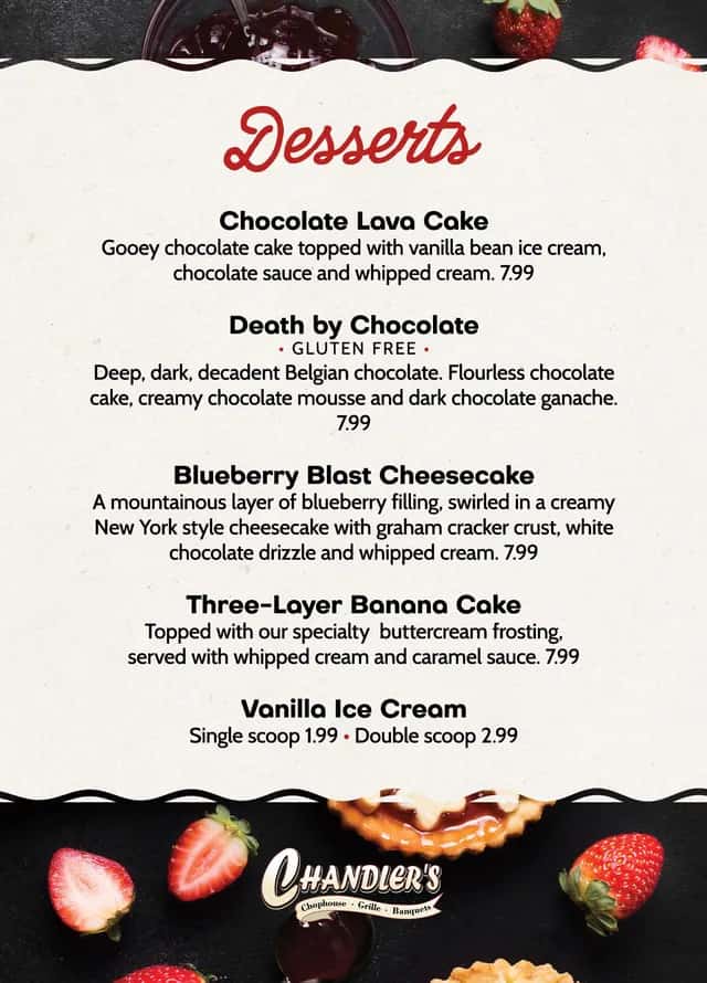 Desserts at Chandlers