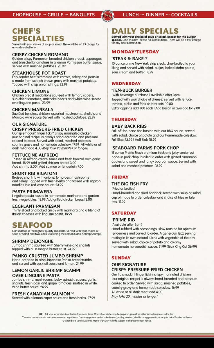 Weekly Specials at Chandlers