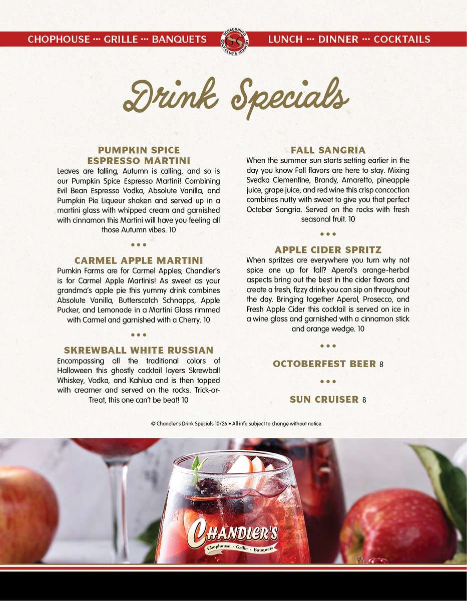October Drink Menu