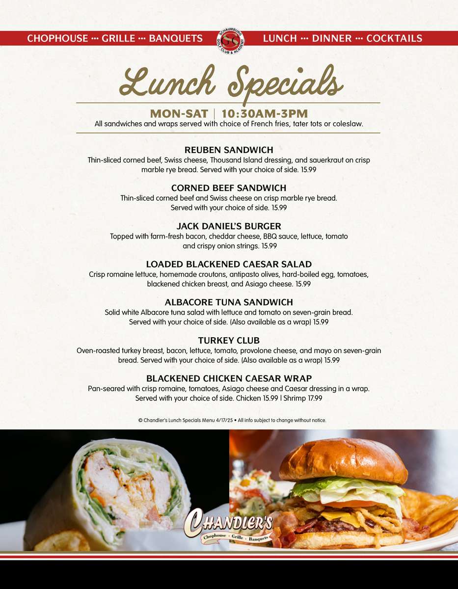 Lunch Specials at Chandlers
