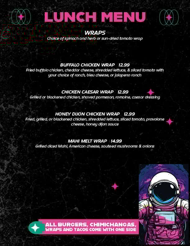 Lunch Menu Back