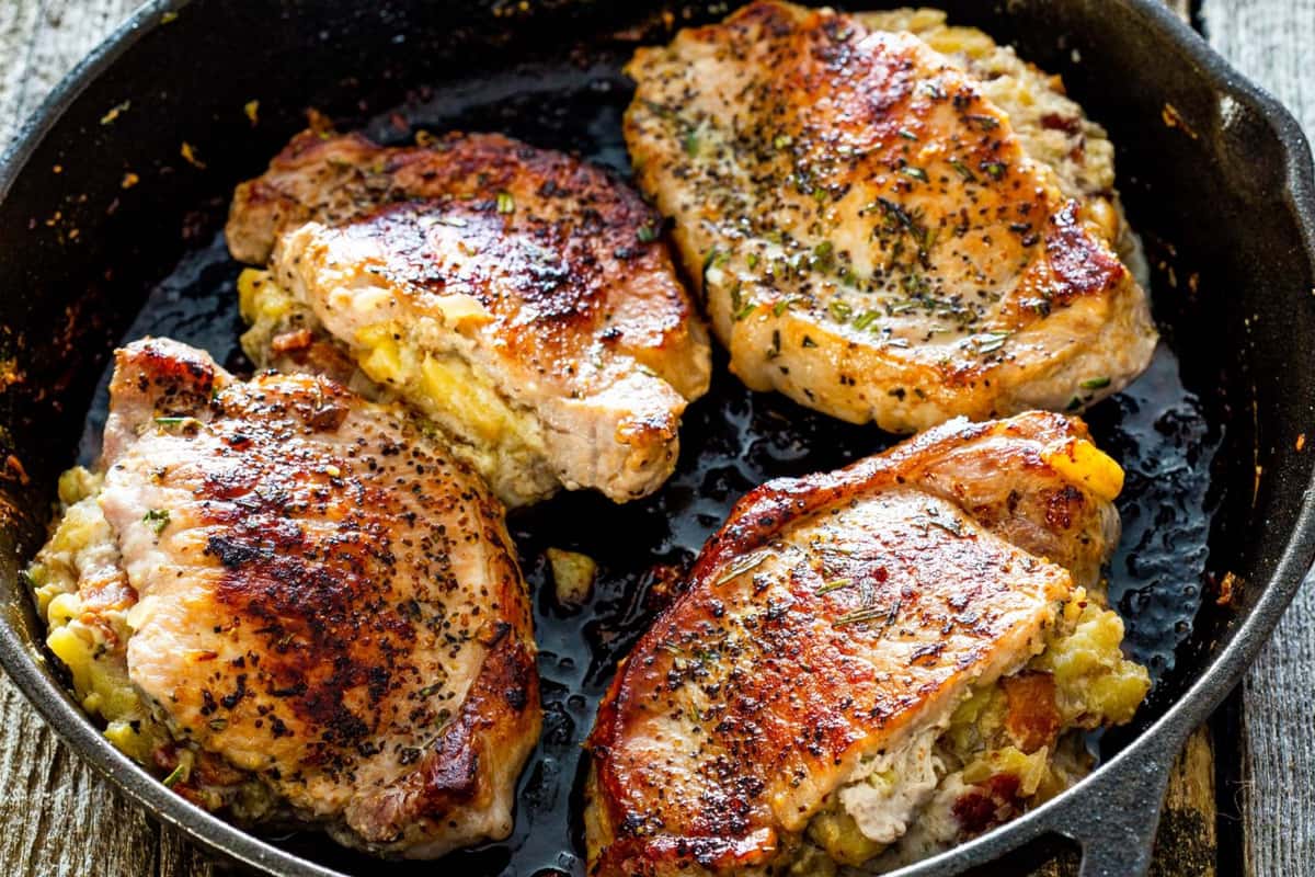 Apple Bacon Stuffed Pork Chop