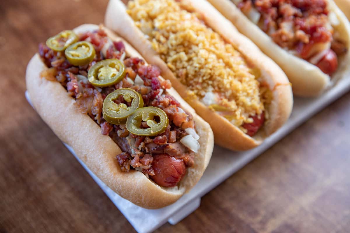 Simon's Hot Dogs sonoran hot dog, colombian hot dog