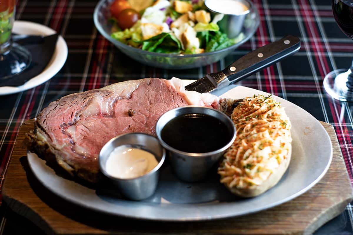 prime rib and stuffed potato