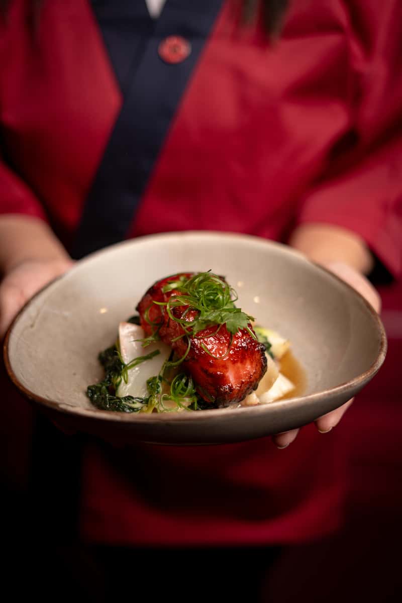 Chef holding plate of food